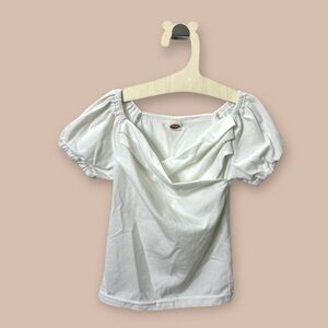 [KID] Decorative White Puff Sleeve Tee 90cm